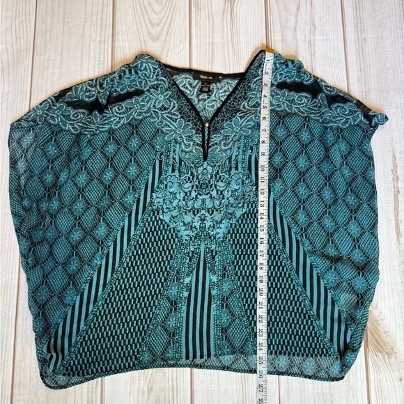 Style & co Teal and Black Patterned Blouse - Picture 3 of 5